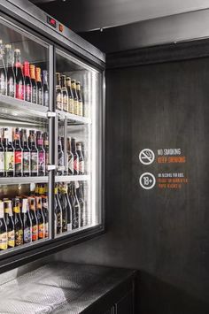 a large display case filled with lots of bottles