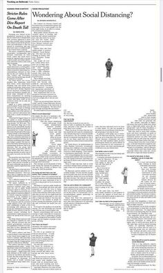 the front page of an article about social distancing, with two people standing in circles