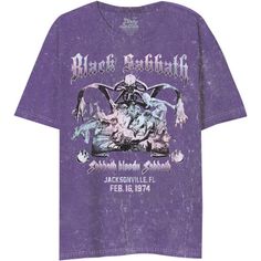 Our Black Sabbath concert t-shirt, by Dirty Cotton Scoundrels, is from the band's February 16, 1974 Sabbath Bloody Sabbath show, in Jacksonville, Florida. Made from 100% purple cotton, with a mineral wash for a vintage worn in look to the materials and graphics, this unisex tee spotlights the Sabbath Bloody Sabbath album cover, framed by the band's logo, the album title and the concert date. #blacksabbath #ozzyosbourne #mensfashion #womensfashion #dirtycottonscoundrels #bandtees #rockerrags Imperial Purple, Rock History, Iconic Moments