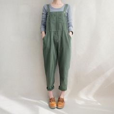 Women Leisure Cotton Jumpsuits Linen Overalls Spring Clothing | Etsy Solid Cotton Overalls, Green Cotton Overalls, Cotton Jumpsuits And Rompers With Pockets, Solid Cotton Jumpsuits And Rompers With Pockets, Green Cotton Jumpsuit For Loungewear, Casual Green Cotton Jumpsuits And Rompers, Green Cotton Jumpsuits And Rompers For Loungewear, Green Casual Cotton Overalls, Casual Green Cotton Overalls