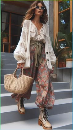 it can make all the difference Creative Woman Outfit, Romantic Nomad Style, Elegant Boho Fashion, Bohemian Style Outfits Summer, Boho 2024 Outfits, Boho 2024 Fashion, Chic Bohemian Outfits, Boho Style 2024, Office Boho Outfit