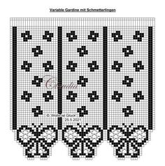 a cross stitch pattern with black and white bows on the side, in two rows