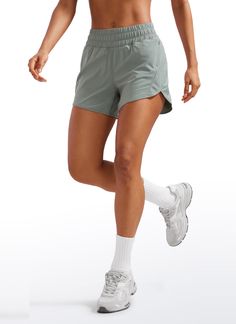 These shorts of upgraded Feathery-fit Soft collection,featured slightly stretch, more soft, no swish-swish sound quick-drying. Slightly loose fit design with airy liner for comfy and secure mobility. It's perfect for running, workout or casual wear. Feature & Fitting: 
 Upgraded Feathery-fit soft fabric 
 Designed for  running or workout 
 Mid Rise, 5 inches 
 Side zipper pockets 
 Elastic waistband 
 Fabric: 
 So soft, no swish-swish sound 
 Quick dry and breathable 
 Slightly stretchy, lig Running Workout, Side Zipper, Quick Dry, Zipper Pocket, Soft Fabrics, Mid Rise, Fabric Design, Casual Wear, Loose Fitting