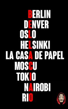 the words are written in different languages on a black background with red and white letters