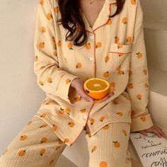 Brand Name: QWEEKMaterial: COTTONPattern Type: PrintCollar: Turn-down CollarLength: ShortsOrigin: CN(Origin)Sleeve Length(cm): ShortSeason: summerObscene Picture: NoSexually Suggestive: NoGender: WOMENMaterial Composition: CottonModel Number: 1YS0180Item Type: PajamasThickness: NormalMaterial: Cotton Home Suitsstyle: Korean Sleepwearpattern: orange cute printitem: 2 piece pajamas setseason: Spring Summer 2021 PyjamasSleeve: Short and Long Sleeve Pijama Korean Sleepwear, Winter Pajamas Women, Suits Korean, Pajamas For Women, Winter Pajamas, Orange Print