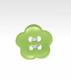 a green flower shaped button on a white background