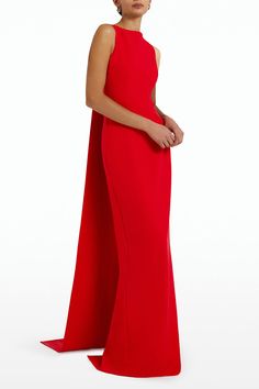 Celestia Dress – Marissa Collections Tulle Red Dress, Red Long Dress, Crepe Gown, Column Skirt, Long Red Dress, What To Wear To A Wedding, Full Length Dress, Dresses Red, Long Tail