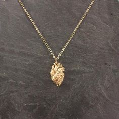 Anatomical Heart Necklace, Real Heart, Anatomical Heart, Jewelry Accessories Ideas, Gold Heart Necklace