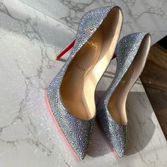 The Most Sexiest Shoes On The Planet! Authentic Christian Louboutin Pigalle Follies Strass 100 Suede Burma M289 Crystal Paradise Sz 37 Purchased 2015 In Perfect Condition. All Original Packaging, Including Box, Ribbon, Extra Heel Tips, All Dust Bags (3) Total And Receipt. Never Have Been Worn. Just Some Very Very Slightly Faint Scratches On Sole From Trying On. All Crystals Are Attached. All Original Stones. All Serious Red Bottom Collectors!!! This Needs To Be In Your Collection! “It’s Never To Luxury Fitted Heels With Rhinestones, Luxury Fitted Rhinestones Heels, Christian Louboutin Iriza, Christian Louboutin Pigalle Follies, Red Bottom Heels, Shoe Room, Pigalle Follies, Louboutin Pigalle, Christian Louboutin Outlet