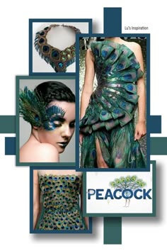 peacock feathers and accessories are featured in this brochure for the peacock fashion show