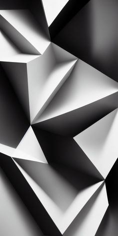 an abstract black and white background with folded paper