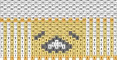 a cross stitch pattern with the numbers in yellow and grey, as well as an image of