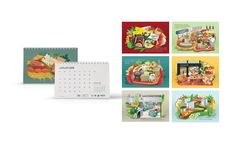 a calendar with pictures of food on it