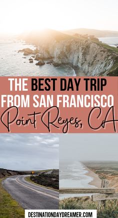 Cliffs with green grass along ocean with words overtop ' The Best Day Trip From San Francisco. Point Reyes California' Cyprus Tree, Travel San Francisco, Point Reyes California, Point Reyes National Seashore, Tree Tunnel, Perfect Things, Beautiful Hikes, San Francisco Travel