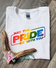 May The Pride Be With You, Gay Pride Shirt, Star Wars Pride Shirt, Rainbow Pride Shirt, LGBTQ Shirt, Pride Shirt, Rainbow Pride, Rainbow Pride Tshirt Design, Pride Shirt Ideas, Lgbtq Outfit, Casual Pride Screen Print T-shirt, Lgbtq Tshirt Design, Lgbtq Shirt Design, Pride Ideas, Casual Slogan T-shirt For Pride, Rainbow Graphic Tee For Pride