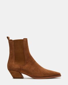 EVAN Chestnut Suede Chelsea Ankle Boot | Women's Booties – Steve Madden Womens Leather Booties, Brown Suede Ankle Boots, High Ankle Boots, Chelsea Boots Women, Chelsea Ankle Boots, 2 Inch Heels, Inspired Outfits, Suede Ankle Boots