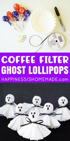 coffee filter ghost lollipops are the perfect halloween craft for kids to make