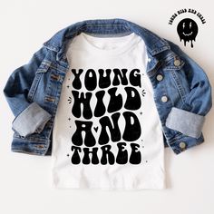 Young Wild And Three Birthday Boy, Third Birthday Boys, 3rd Birthday Shirt, Young Wild And Three, 3rd Birthday Boys, Groovy Svg, Third Birthday Party, Cricut Png, Third Birthday