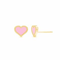 The handcrafted 14K gold Heart Enamel Earrings are available in various colors. This playful design adds color and fun to your day!
Sustainable100% Recycled GoldHandcrafted in Los Angeles Kids Gold Jewelry, Solitaire Bracelet, Solitaire Earrings, Pink Accessories, Kids Earrings, Initial Ring, Gold Piece, Enamel Earrings, Metal Crafts