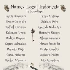 an advertisement for names local indonesia written in black and white with the words names local indonesia