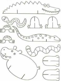 an image of paper cut outs with animals and crocodiles on the bottom right side