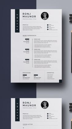 two professional resume templates on top of each other, one is black and white