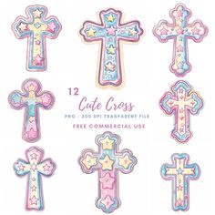 12 cute cross cliparts for commercial use in scrapbooking, crafts and more