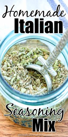 homemade italian seasoning mix in a glass jar