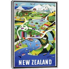 a poster with an image of new zealand on it