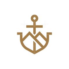 an anchor is shown in the middle of a white background with brown lines on it