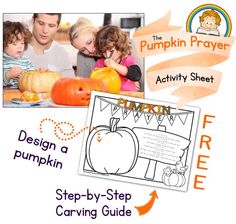 an activity sheet for children to learn how to decorate pumpkins with the help of their parents