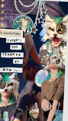 a collage of photos with cats and people wearing costumes that say, i haven you learned by now