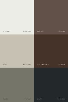 four different shades of brown, white and gray paint colors with the same color scheme