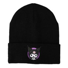 PRICES MAY VARY. CUSTOM DESIGN: Embroidered art on the front cuff of this beanie shows Kurmoi standing in a purple circle. Fans of the My Melody character will love to celebrate Kuromi with this comfortable cuff beanie. TALL CUFF SHAPE: This beanie features a new tall cuff shape to help you stay warm and cozy as you brace the cold winter weather. OFFICIALLY LICENSED: This Kuromi cuff beanie is officially licensed and makes a great gift for fans of the Sanrio character. Show some love for your fa Kuromi Purple, Purple Circle, Friends Merchandise, Jester Hat, Hello Kitty Friends, Rave Accessories, Cute Beanies, Logo Knit, Embroidered Art