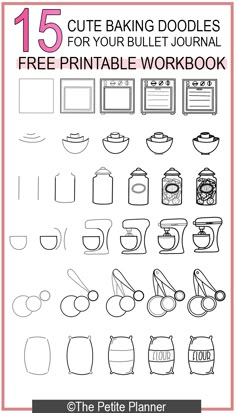 Cooking Journal Ideas, Free Doodle Printables, Recipe Scrapbooking Ideas, Baking Doodles, Recipe Book Ideas, Cook Journal, Doodles Step By Step, Journal Free Printable