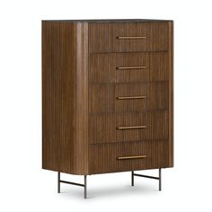 Faydon Tall Dresser solid oak dresser smoked brown iron gunmetal grey legs bluestone marble top rustic style Moody Bedroom, 5 Drawer Dresser, Tall Dresser, Tall Chest, Modern Dresser, High Fashion Home, Dressers And Chests, Four Hands, Brass Accents