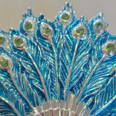 This pretty brooch is of a lovely peacock fan. Please note that it does have some ware as shown in the pictures. Peacock Fan, Brooch Pin, Brooches, Fan, Ships, Green, Pattern, Quick Saves