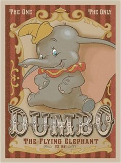 the poster for dumbo the flying elephant, which is on display at the museum