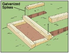 the diagram shows how to build an elevated garden table with two separate sections, and one section