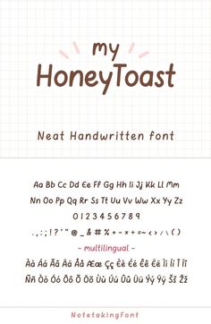 the font and numbers for my honeytoast is displayed in this screenshote