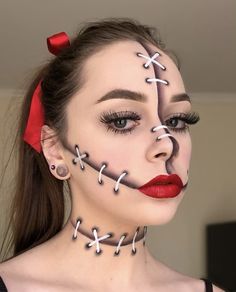 Makeup Stitches, Fantasy Diy, Maquillage Yeux Cut Crease, Creepy Halloween Makeup