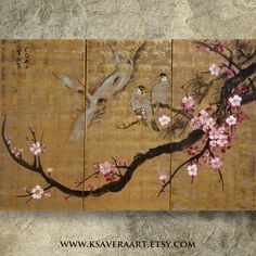 Artwork Contemporary, Japanese Blossom, Zen Painting, Picture Painting, Painting Canvases, Katsushika Hokusai, Gold Wall Art, Abstract Canvas Wall Art