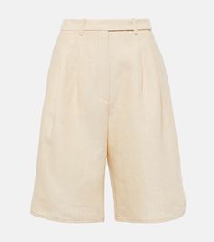 Linen Bermuda shorts in beige - Loro Piana | Mytheresa Linen Bermuda Shorts, Linen Shorts Women, Beige Shorts, Linen Short, Loro Piana, Leather Ballet Flats, Linen Shorts, Striped Linen, Linen Women