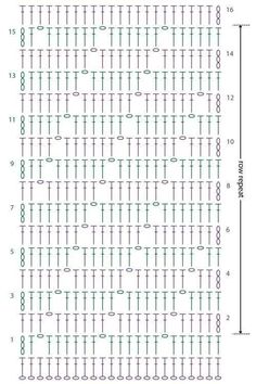 the cross stitch pattern is shown in green and purple, as well as two rows of numbers