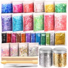 PRICES MAY VARY. Perfect Resin Starter Kit: Includes12 packs extra fine glitter, 12 packs glitter flakes, 4 packs mixed glitter sequins, 2 jars foil flakes( Gold & Silver), 5 pcs mixing sticks, 5 stir spoons, 1 pair of tweezers. Covers a great assortment of decoration items and resin casting tools, save the need to purchase individually, perfect for DIY crafting, especially for resin jewelry making beginner!! Great Kit for Crafting & Beauty: Terrific resin supplies kit, can be used to create res Diy Eyeshadow, Diy Resin Keychain, Tumbler Making, Nail Art Jewelry, Resin Glitter, Resin Jewelry Making, Resin Supplies, Glitter Flake, Epoxy Resin Art