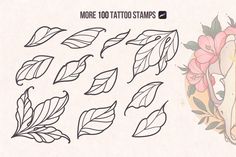 a set of tattoos with leaves and flowers on them