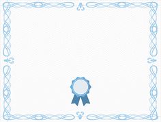 a certificate with a blue ribbon and an award seal on it's border,