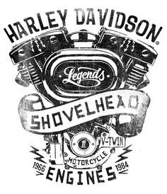 the harley davidson logo is shown in this black and white photo, with an old - fashioned