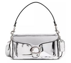 Trendy Fashion ???? Coach Tabby Tabby 20 Mirror Metallic Leather Shoulder Bag LH/SILVER">, Women's Bags & Handbags Tabby Shoulder Bag, Coach Tabby, Silver Bags, Structured Bag, Signature Hardware, Logo Tag, Fashion Toys, Coach Bag, Coach Purse