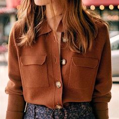 Portrait of a picture displaying Women’s Casual Button Blouse product. Autumn Sweater, Solid Color Sweater, Color Sweater, Mode Casual, Fall Collection, Look Vintage, Inspiration Mode, Color 2, Outfits Casuales